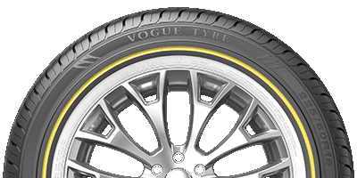 Showing the Vogue Tyre White/Gold Sidewall